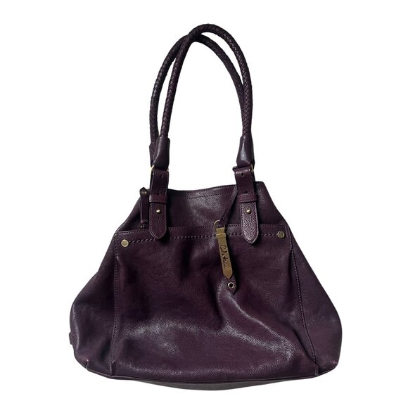 Cole Haan Purple Leather Bag Gold Accents - Picture 1 of 11
